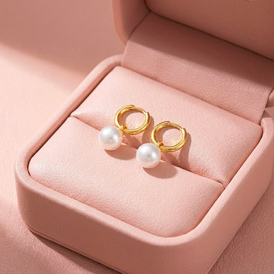Huggie Hoop &amp; Pearl-Style Drop Earrings | Luxe3740