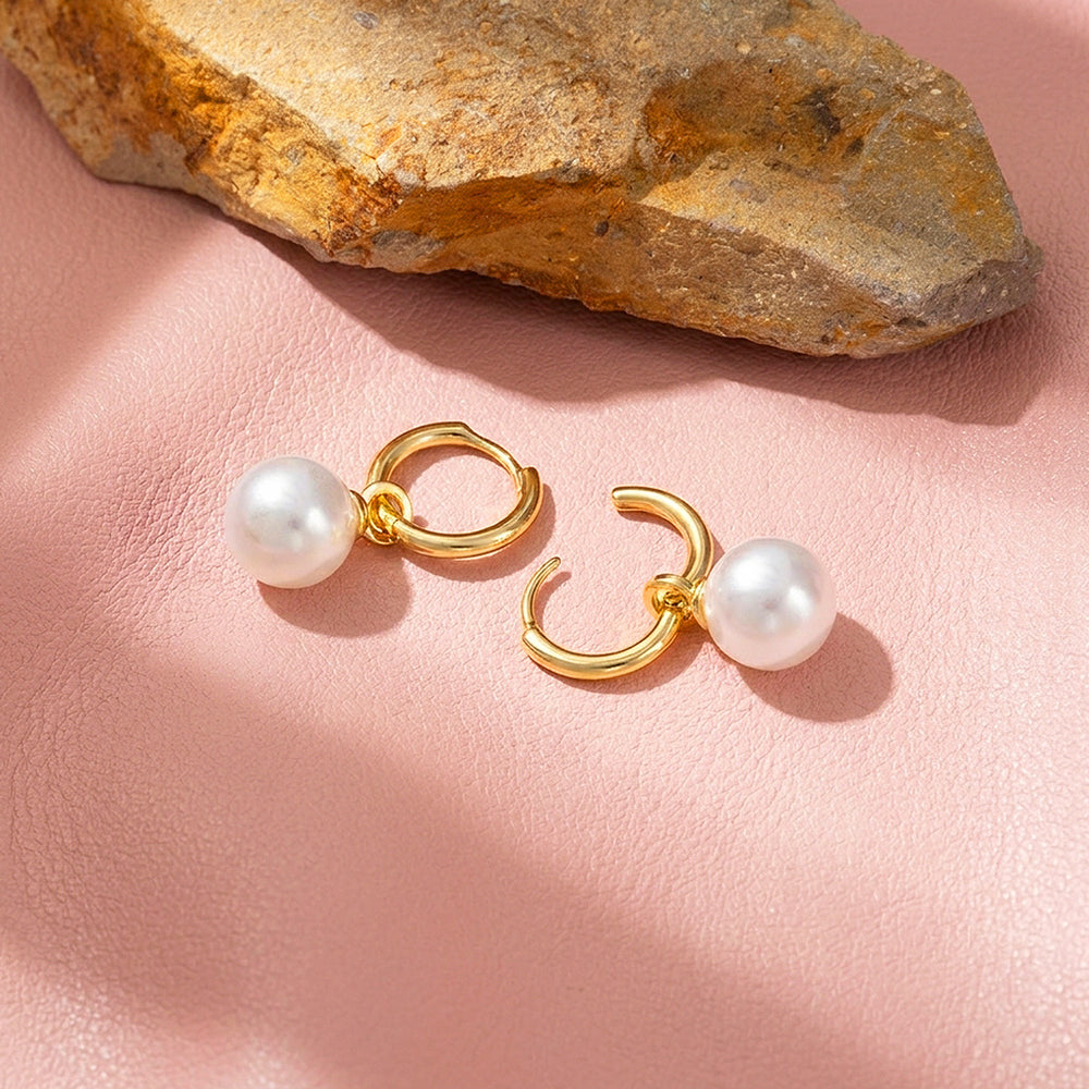 Huggie Hoop & Pearl-Style Drop Earrings | Luxe3740