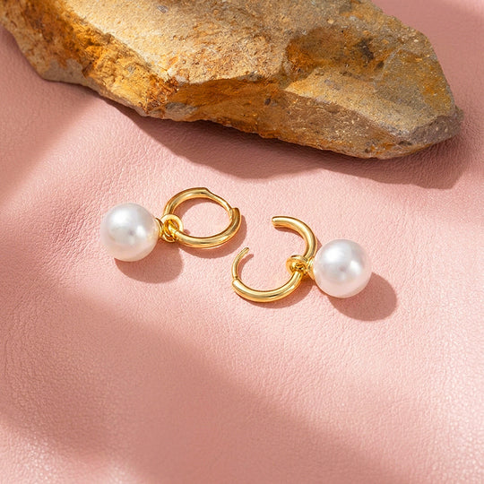 Huggie Hoop &amp; Pearl-Style Drop Earrings | Luxe3740