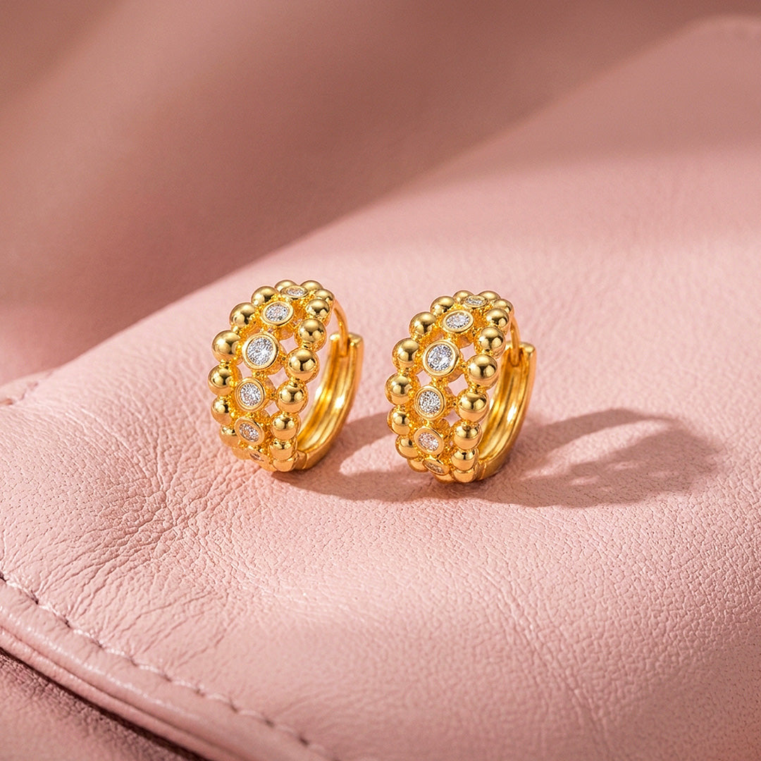 Beaded Lattice Hoop Earrings | Luxe3744