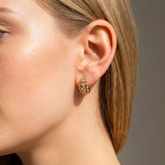 Beaded Lattice Hoop Earrings | Luxe3744