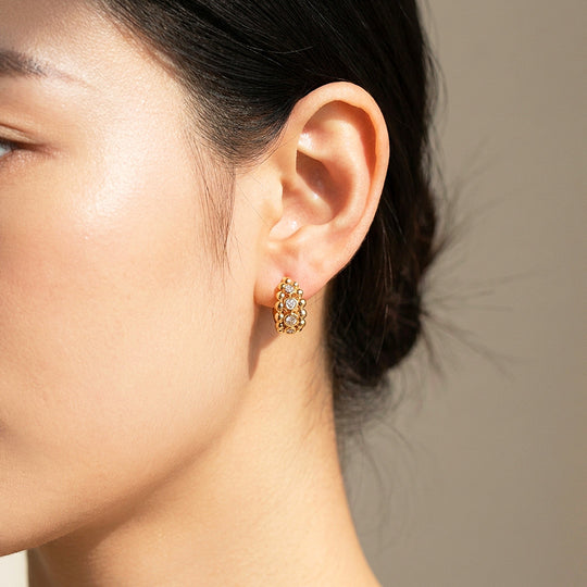 Beaded Lattice Hoop Earrings | Luxe3744