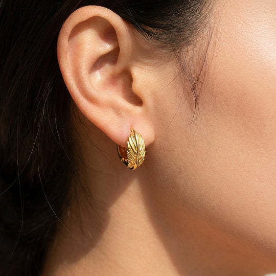 Feather Huggie Hoop Earrings | Luxe3746