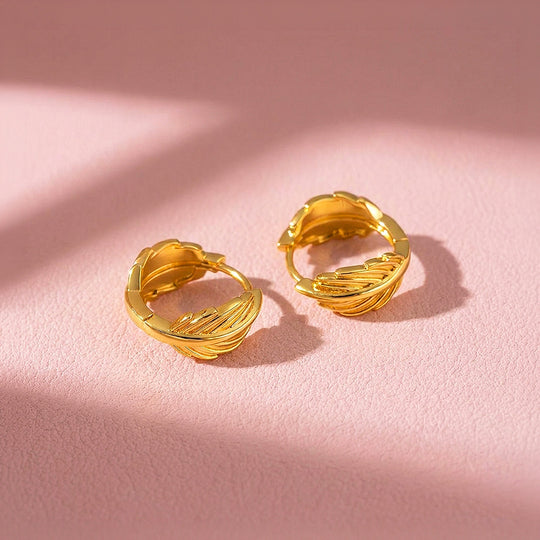 Feather Huggie Hoop Earrings | Luxe3746