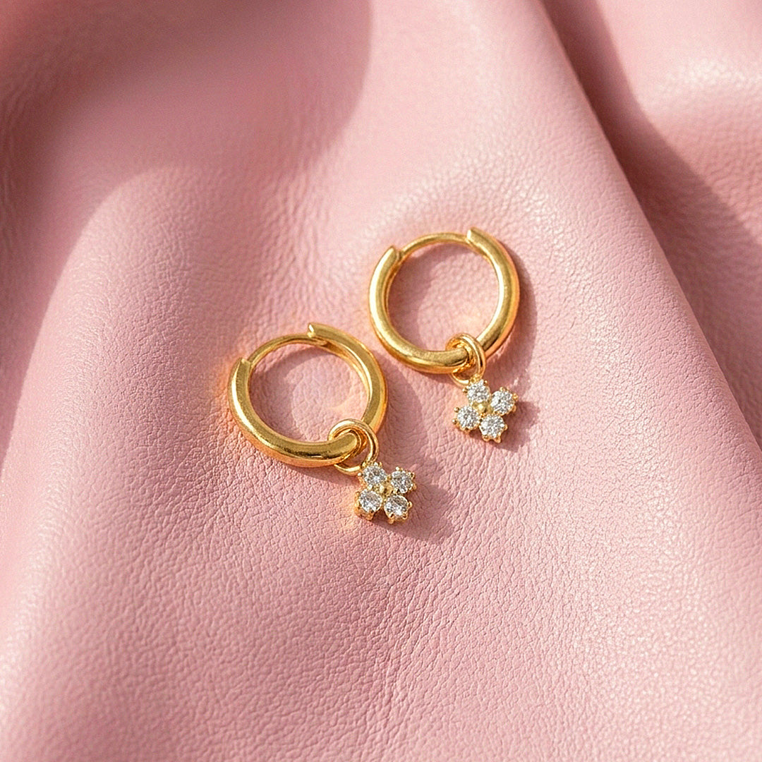 Hoop &amp; Flower Charm Drop Earrings | Luxe3749