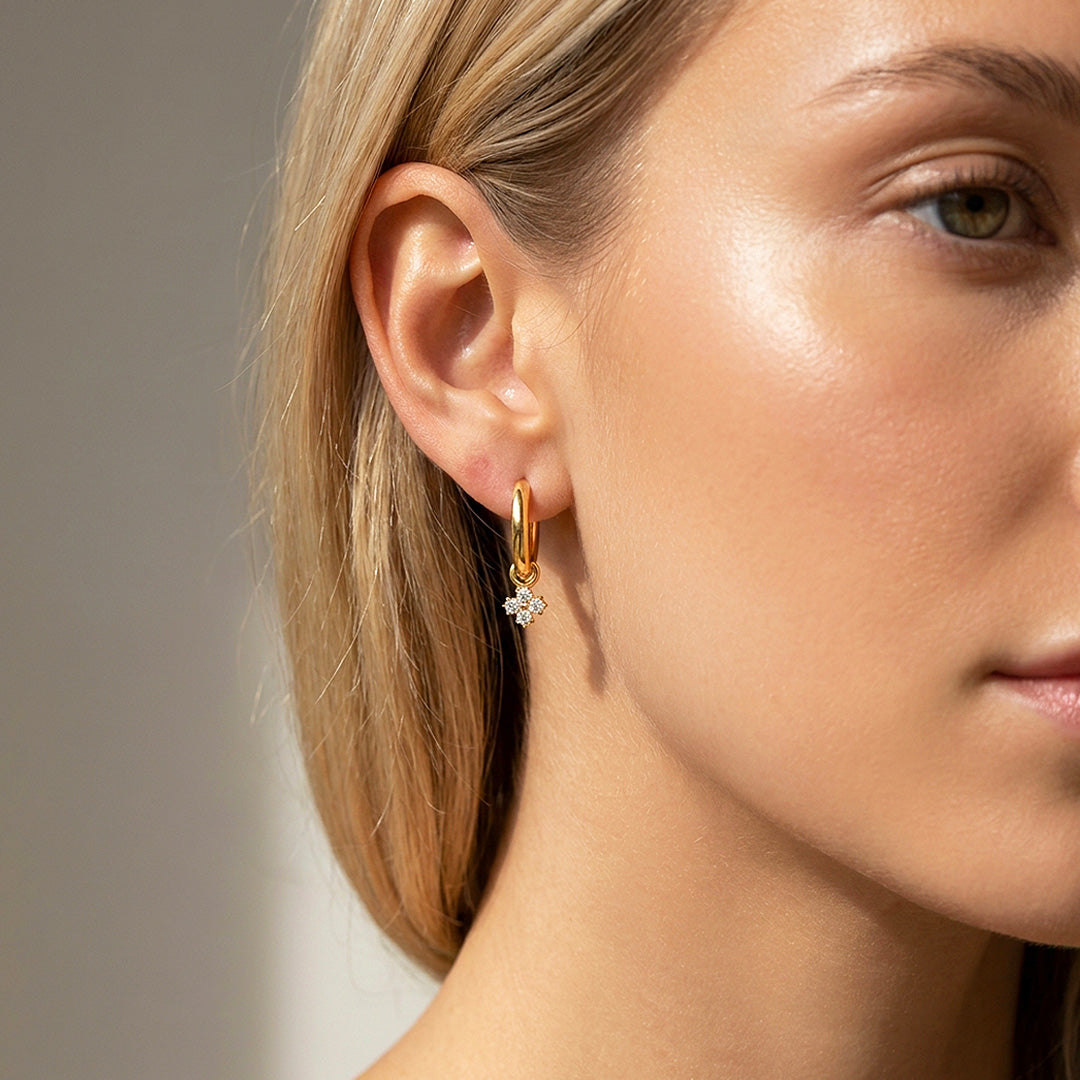 Hoop &amp; Flower Charm Drop Earrings | Luxe3749