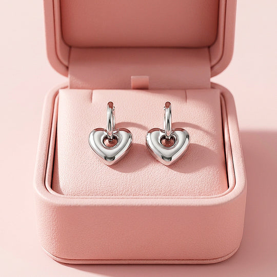 Heart Charm Huggie Hoop Earrings | Luxe3756