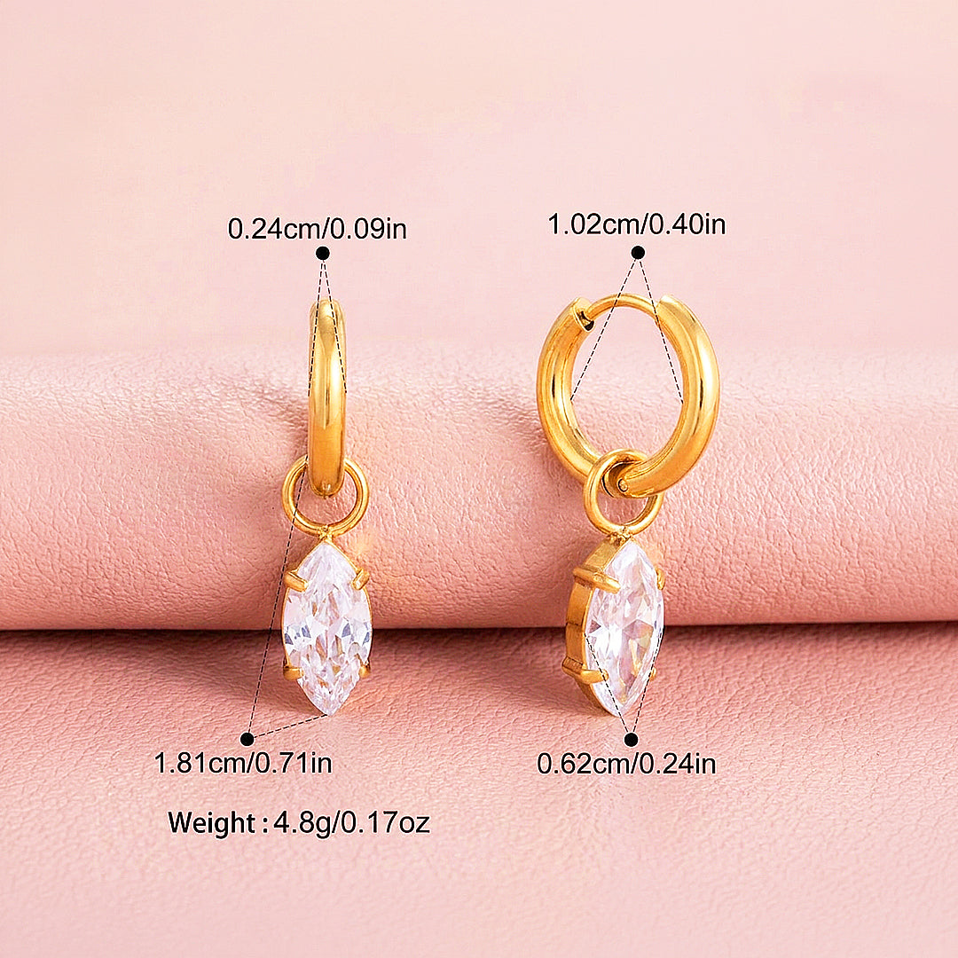 Marquise Drop Huggie Earrings | Luxe3757
