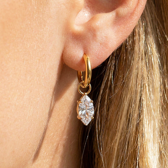 Marquise Drop Huggie Earrings | Luxe3757