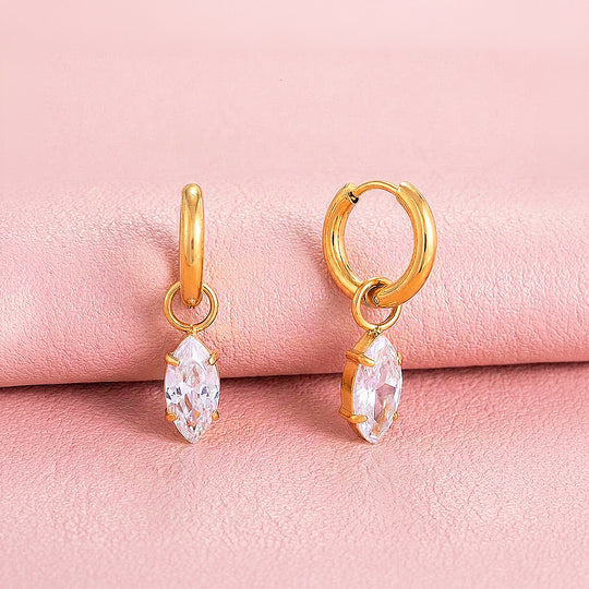 Marquise Drop Huggie Earrings | Luxe3757