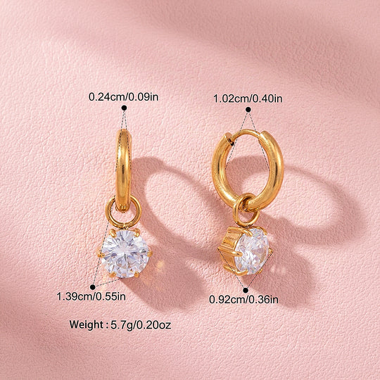 Round Diamond Simulant Drop Huggie Earrings | Luxe3758