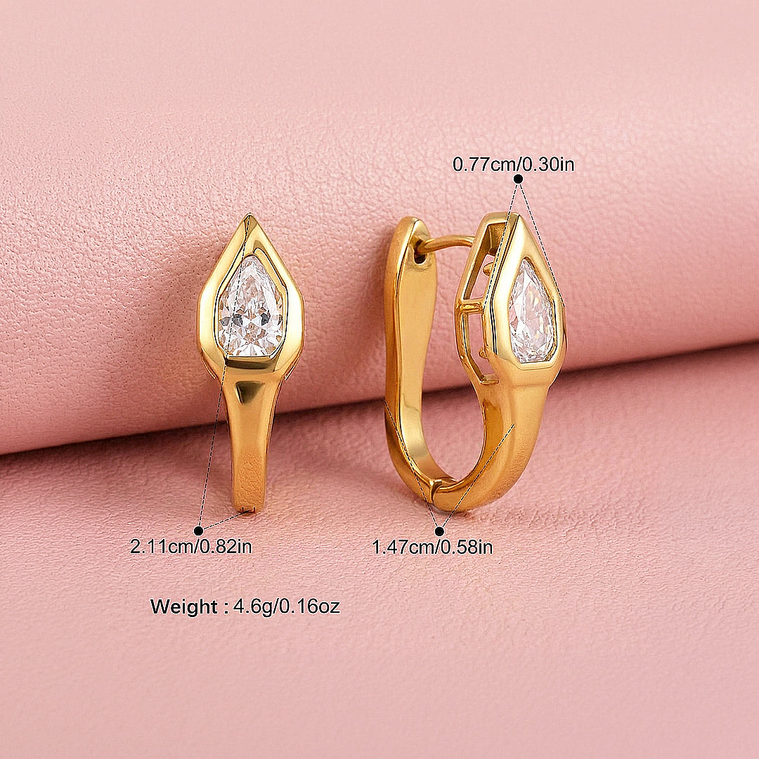 Pear Cut Tapered Huggie Hoop Earrings | Luxe3761
