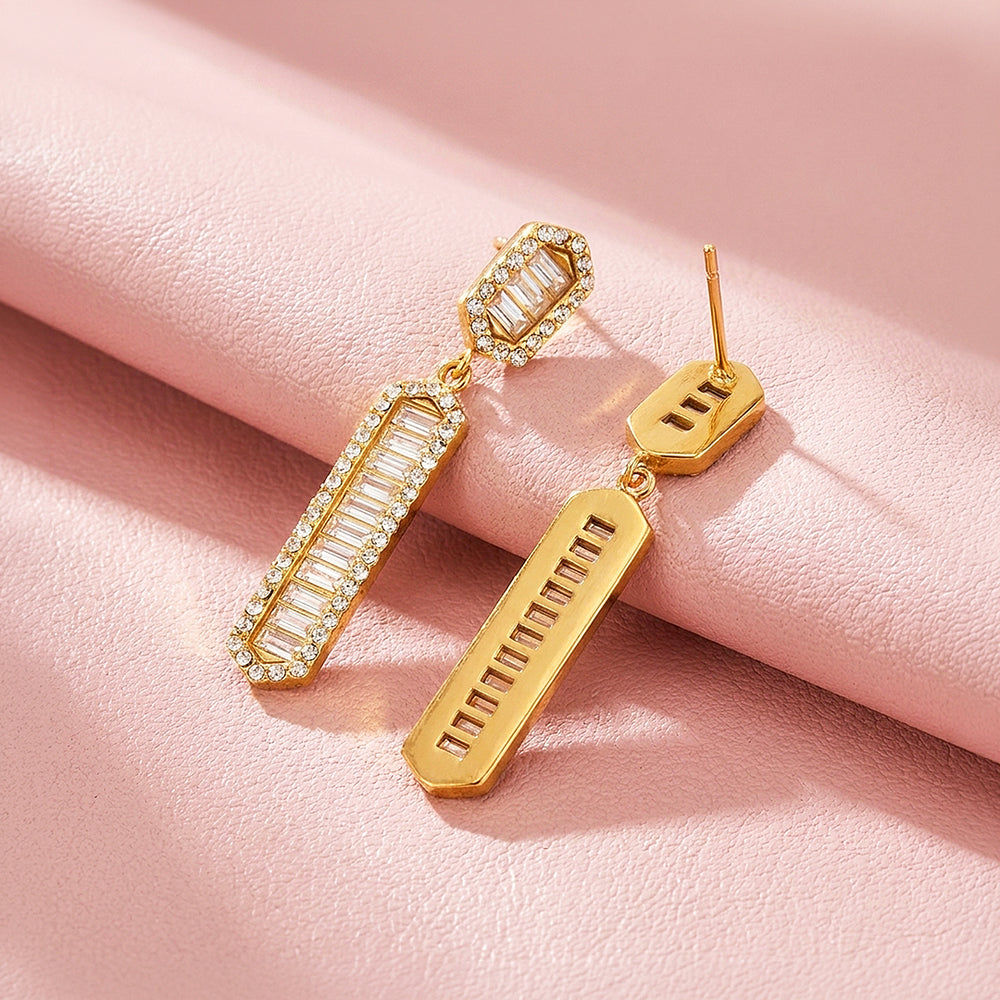 Geometric Long Drop Earrings | Luxe3765