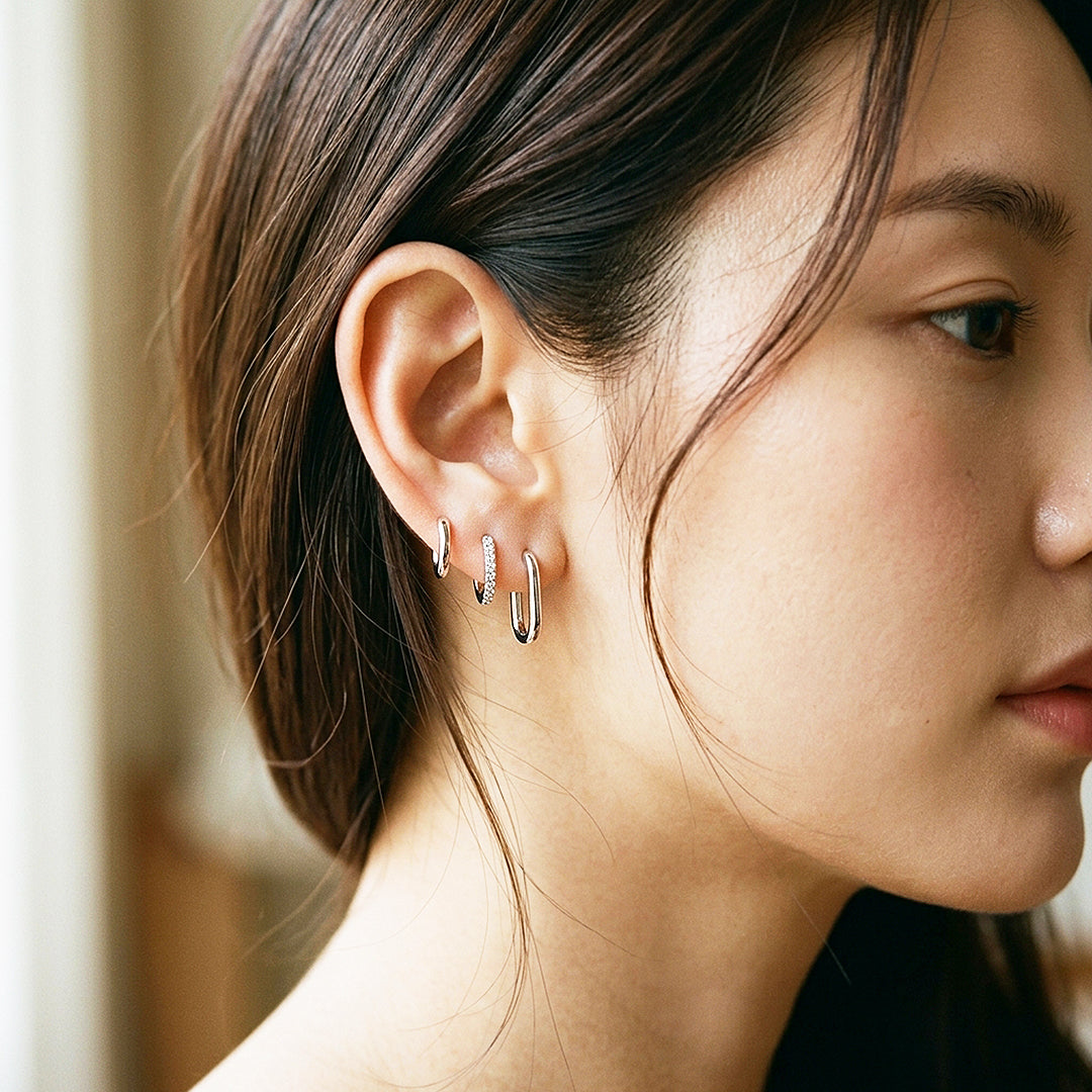 Classic Huggie, Pave Huggie and Oval Hoop Earrings Set (3 Pairs) | Luxe3778