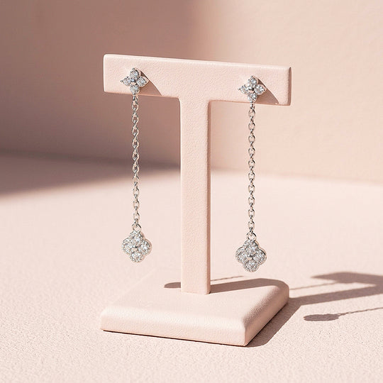 Floral Clover Chain Drop Earrings | Luxe3780