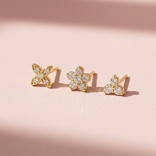 Floral Motif Stud Earrings Set (3 Pairs) | Luxe3785