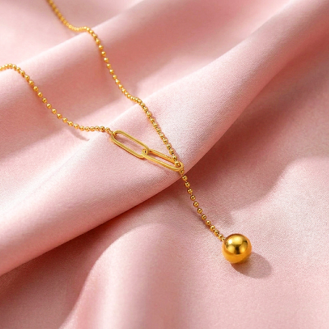 Ball Chain Paperclip Drop Necklace | Luxe4036