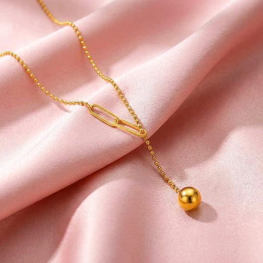 Ball Chain Paperclip Drop Necklace | Luxe4036