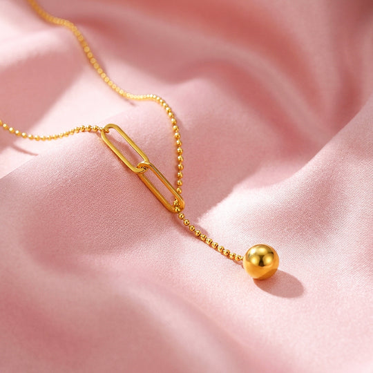 Ball Chain Paperclip Drop Necklace | Luxe4036