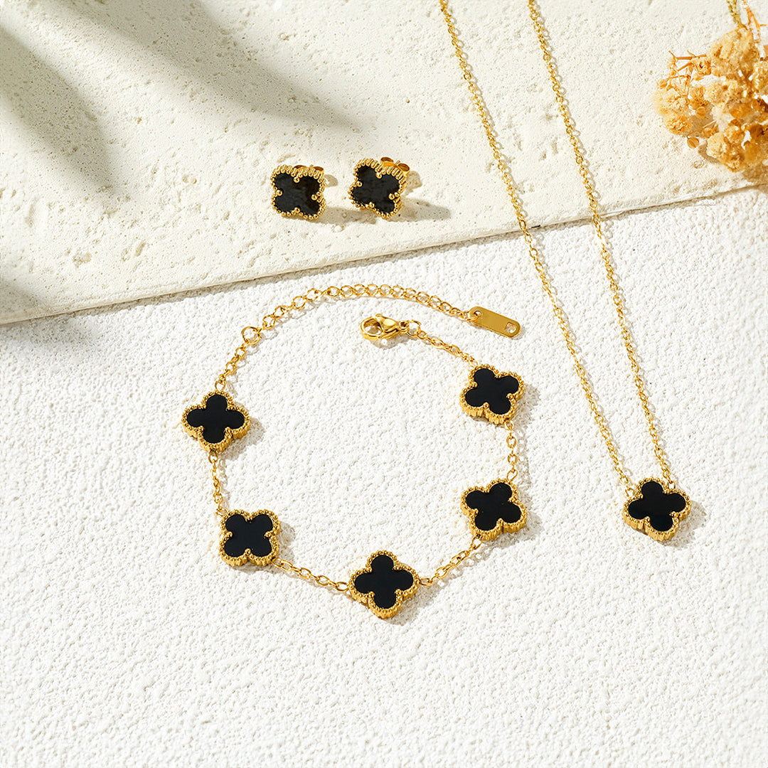 Four-Leaf Clover Jewelry Set | 14K Gold Plated | Luxe4358 - Luxe Necklace | Singapore Jewellery, Wedding Rings & Gifts | Same Day Delivery | Tiara.com.sg