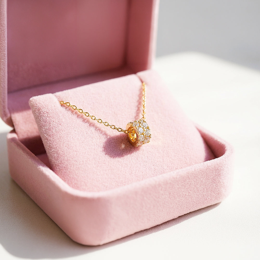Pavé Bar Pendant Necklace | Gold/Rose Gold | Luxe4454