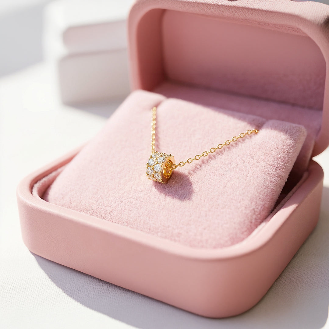 Pavé Bar Pendant Necklace | Gold/Rose Gold | Luxe4454