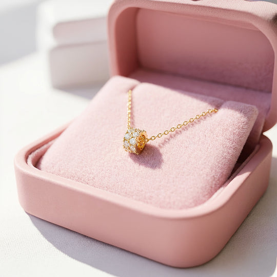 Pavé Bar Pendant Necklace | Gold/Rose Gold | Luxe4454