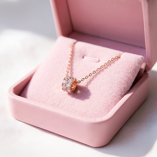 Pavé Bar Pendant Necklace | Gold/Rose Gold | Luxe4454