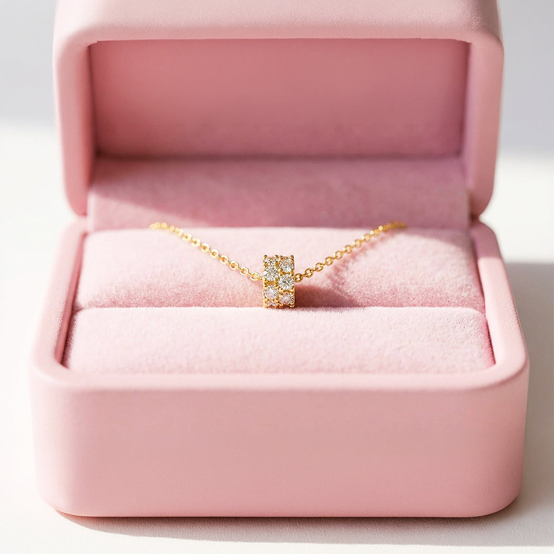 Pavé Bar Pendant Necklace | Gold/Rose Gold | Luxe4454