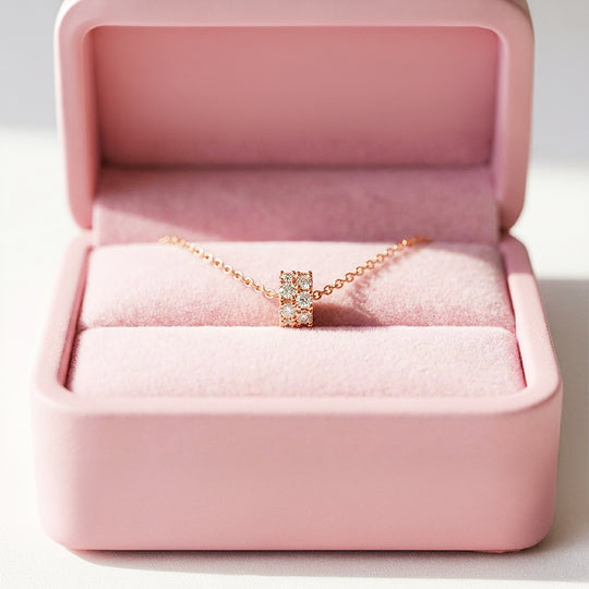 Pavé Bar Pendant Necklace | Gold/Rose Gold | Luxe4454