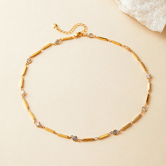 Bar Link Station Pendant Necklace | Gold | Luxe4455