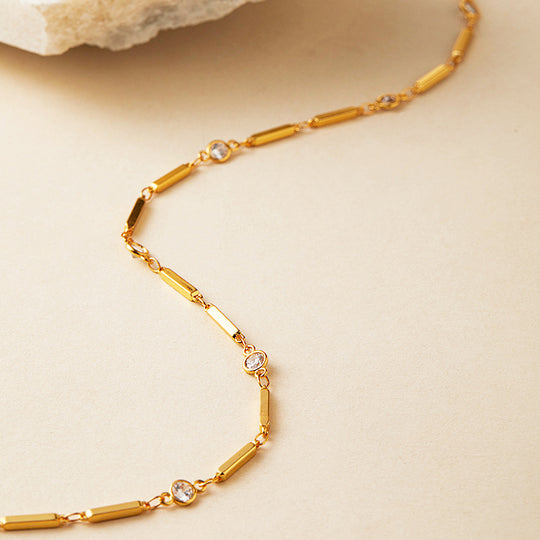 Bar Link Station Pendant Necklace | Gold | Luxe4455