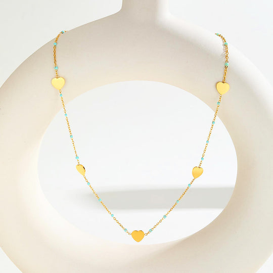 Heart Station Pendant Necklace | Gold | Luxe4456