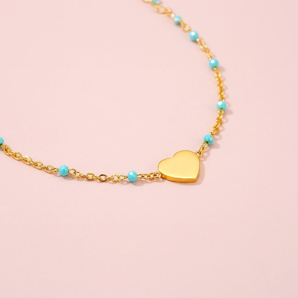 Heart Station Pendant Necklace | Gold | Luxe4456