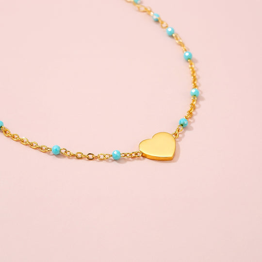 Heart Station Pendant Necklace | Gold | Luxe4456