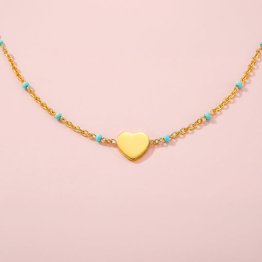 Heart Station Pendant Necklace | Gold | Luxe4456