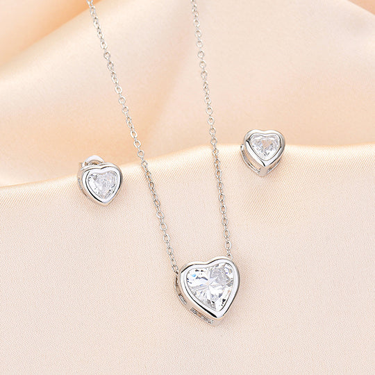 Heart Bezel Necklace Set of 2 | Gold / White Gold | Luxe4373