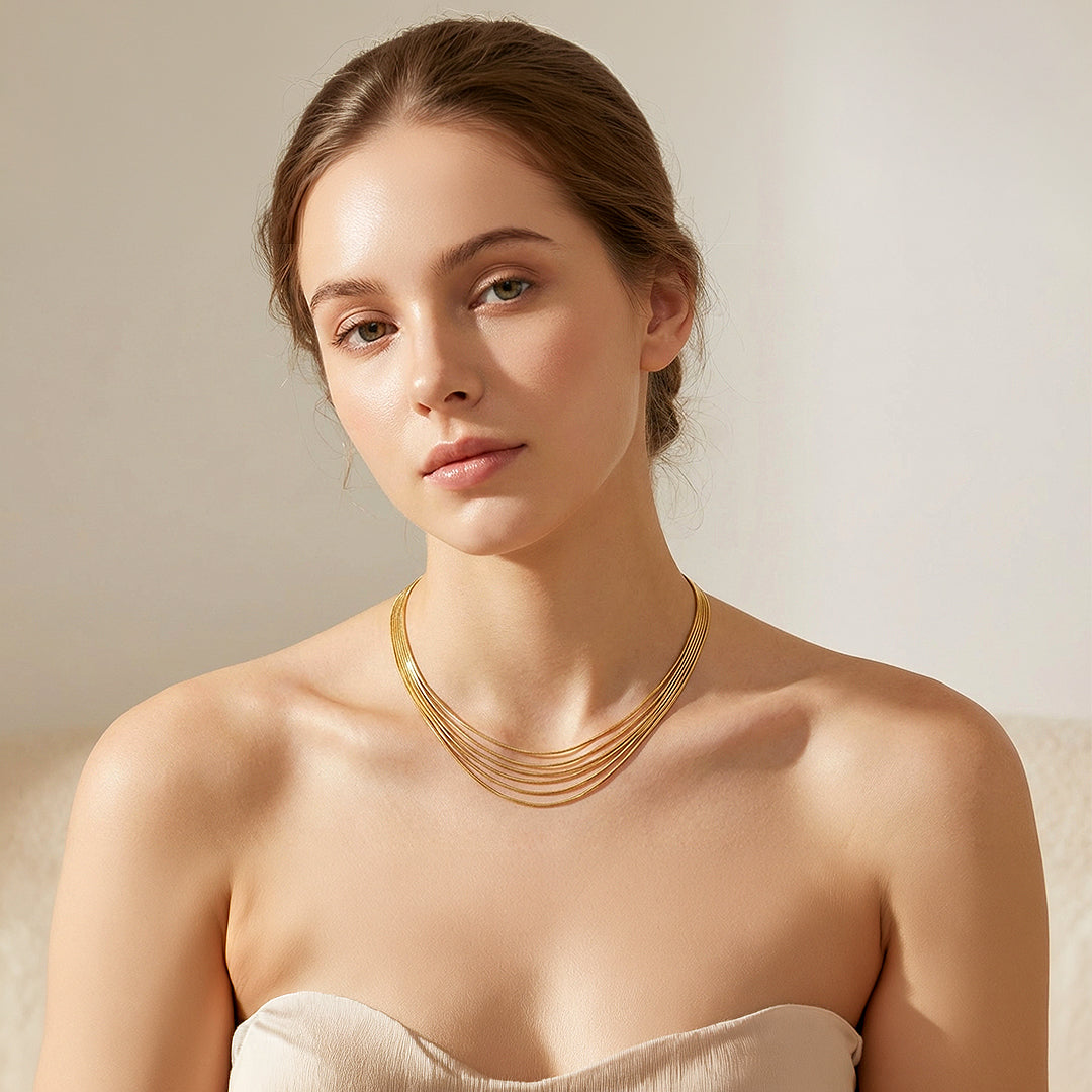 Multi-Layer Chain Pendant Necklace | Gold / Silver | Luxe4458 - Luxe Necklace | Singapore Jewellery, Wedding Rings & Gifts | Same Day Delivery | Tiara.com.sg