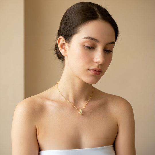Double Halo Circle Pendant Necklace | White Gold / Gold | Luxe4463 - Luxe Necklace | Singapore Jewellery, Wedding Rings &amp; Gifts | Same Day Delivery | Tiara.com.sg