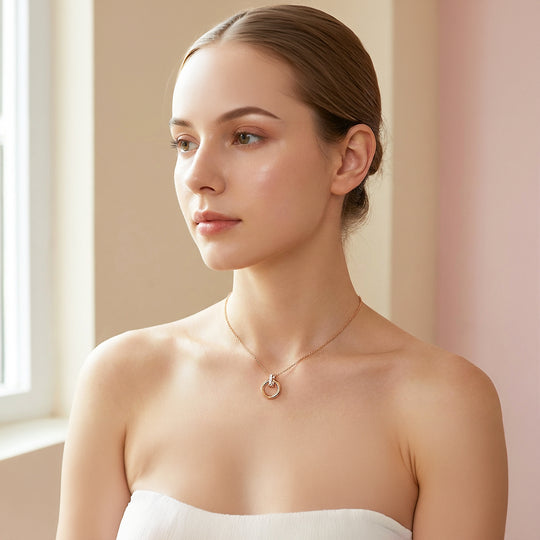 Circle Bar Pendant Necklace | Rose Gold | Luxe4464 - Luxe Necklace | Singapore Jewellery, Wedding Rings &amp; Gifts | Same Day Delivery | Tiara.com.sg