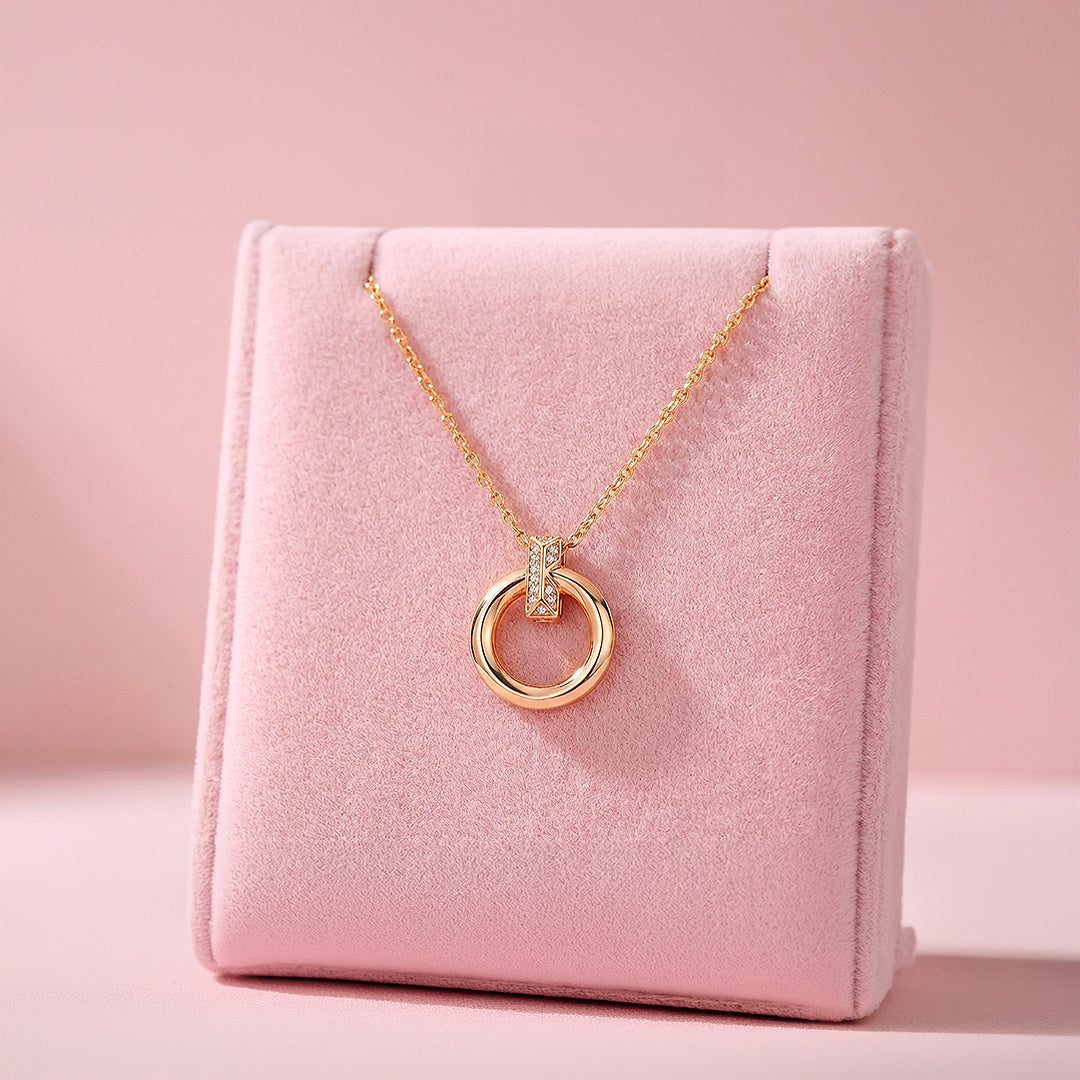 Circle Bar Pendant Necklace | Rose Gold | Luxe4464 - Luxe Necklace | Singapore Jewellery, Wedding Rings & Gifts | Same Day Delivery | Tiara.com.sg