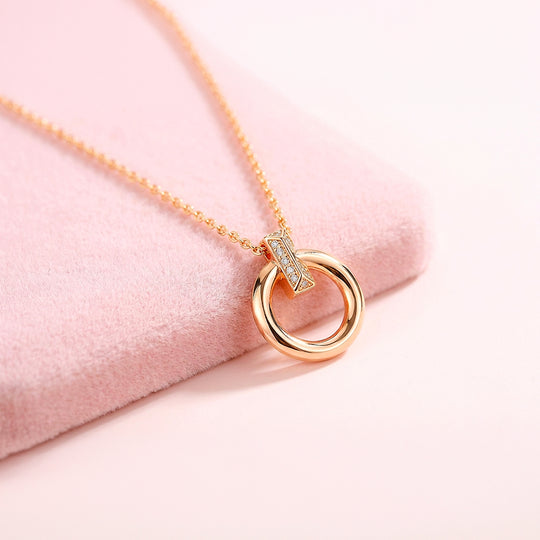 Circle Bar Pendant Necklace | Rose Gold | Luxe4464 - Luxe Necklace | Singapore Jewellery, Wedding Rings &amp; Gifts | Same Day Delivery | Tiara.com.sg