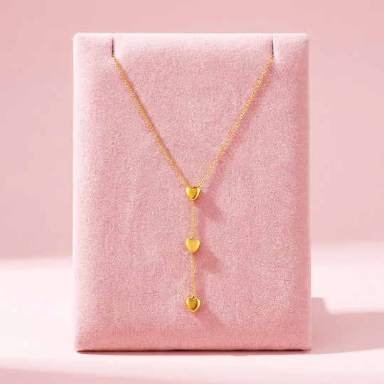 Triple Heart Drop Pendant Necklace | Gold &amp; Silver | Luxe4468 - Luxe Necklace | Singapore Jewellery, Wedding Rings &amp; Gifts | Same Day Delivery | Tiara.com.sg