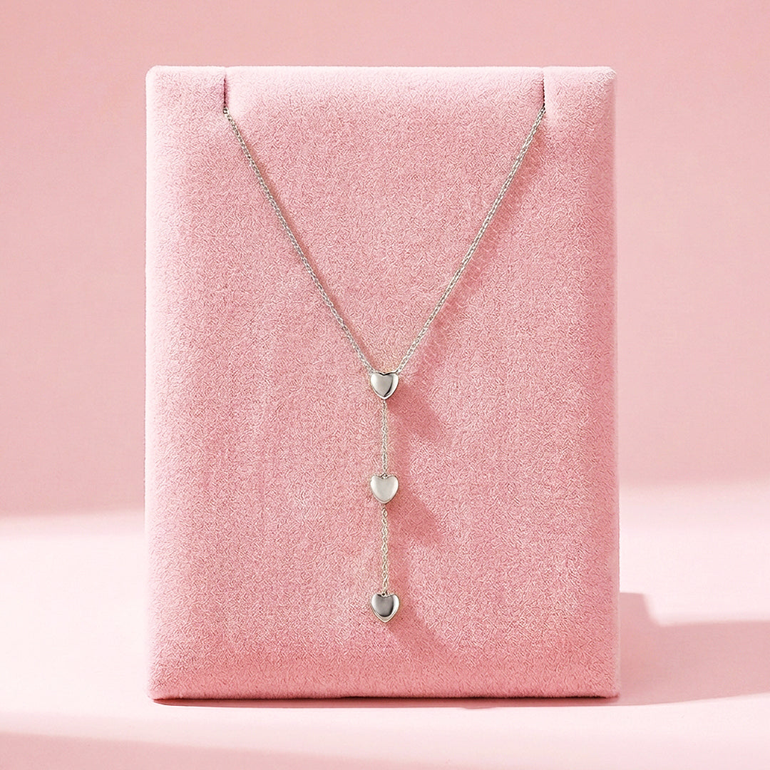 Triple Heart Drop Pendant Necklace | Gold &amp; Silver | Luxe4468 - Luxe Necklace | Singapore Jewellery, Wedding Rings &amp; Gifts | Same Day Delivery | Tiara.com.sg