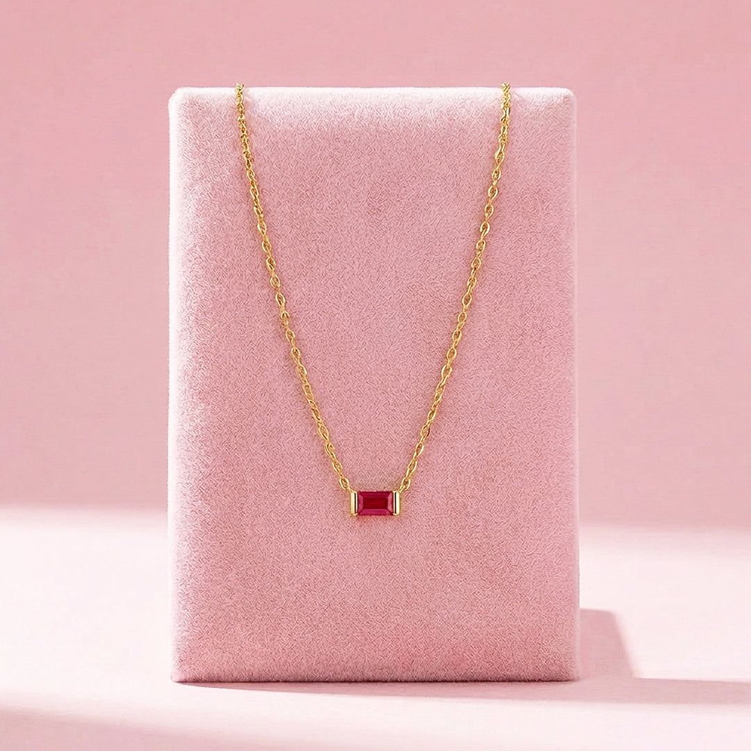 Baguette Birthstone Pendant Necklace | Gold | Luxe4472 - Luxe Necklace | Singapore Jewellery, Wedding Rings &amp; Gifts | Same Day Delivery | Tiara.com.sg