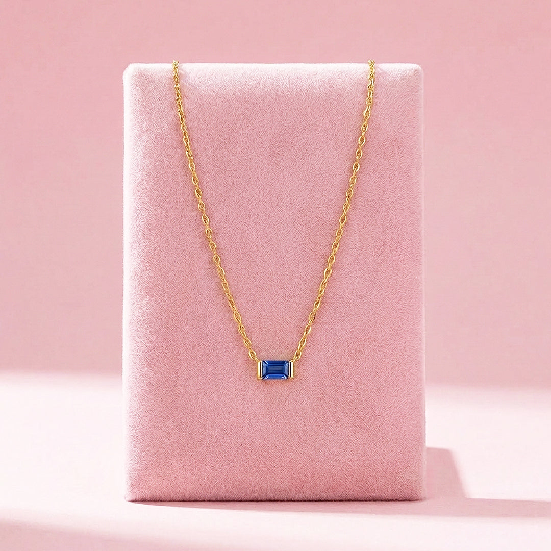 Baguette Birthstone Pendant Necklace | Gold | Luxe4472 - Luxe Necklace | Singapore Jewellery, Wedding Rings &amp; Gifts | Same Day Delivery | Tiara.com.sg