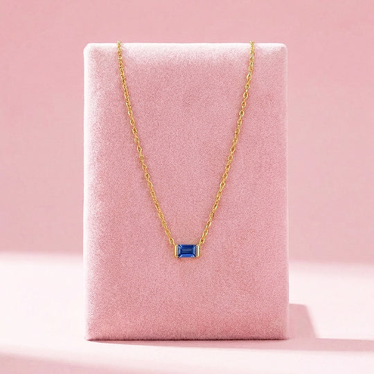 Baguette Birthstone Pendant Necklace | Gold | Luxe4472 - Luxe Necklace | Singapore Jewellery, Wedding Rings &amp; Gifts | Same Day Delivery | Tiara.com.sg