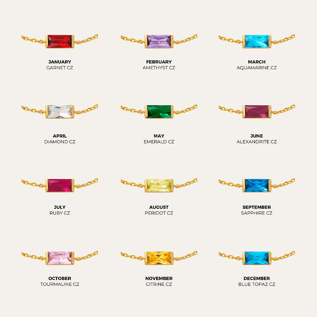 Baguette Birthstone Pendant Necklace | Gold | Luxe4472 - Luxe Necklace | Singapore Jewellery, Wedding Rings &amp; Gifts | Same Day Delivery | Tiara.com.sg