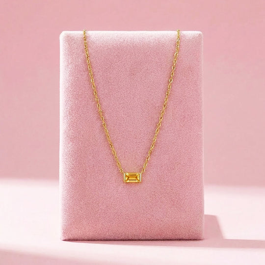 Baguette Birthstone Pendant Necklace | Gold | Luxe4472 - Luxe Necklace | Singapore Jewellery, Wedding Rings &amp; Gifts | Same Day Delivery | Tiara.com.sg