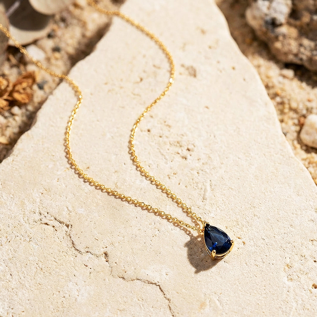 Pear-Cut Birthstone Pendant Necklace | Gold | Luxe4473 - Luxe Necklace | Singapore Jewellery, Wedding Rings &amp; Gifts | Same Day Delivery | Tiara.com.sg